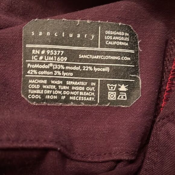 Sanctuary denim purple wine ProMidal ace utility skinny jeans zip pockets 30 EUC - Picture 12 of 12